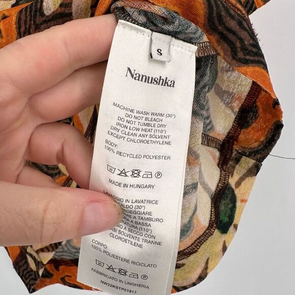 Nanushka Nilo Floral Short Sleeve Cropped Top Arte Povera Size Small Streetwear - Picture 5 of 8